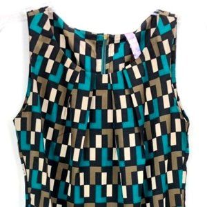 Patterned Shift Dress | Flattering | Geometric Mod Zip Back Zipper | Sleeveless